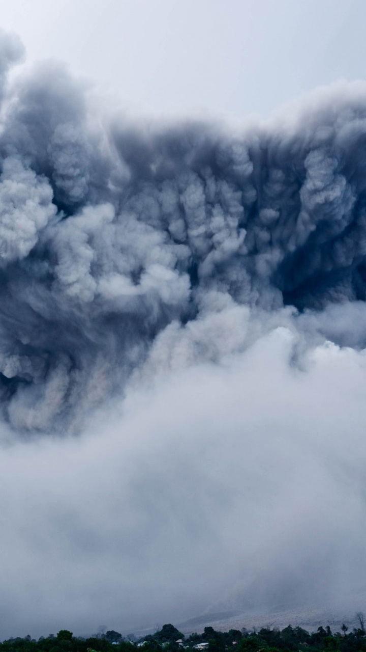 Обои вулкан, Теория катастрофы Тоба, облако, кучевое облако, дым в разрешении 720x1280