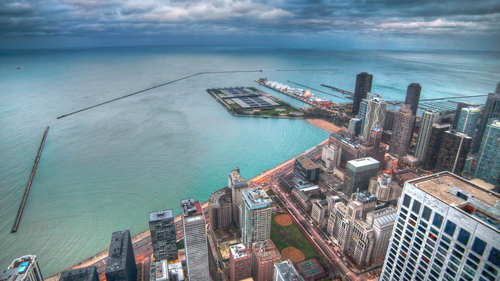 Обои море, городской район, город, городской пейзаж, метрополия в разрешении 1920x1080