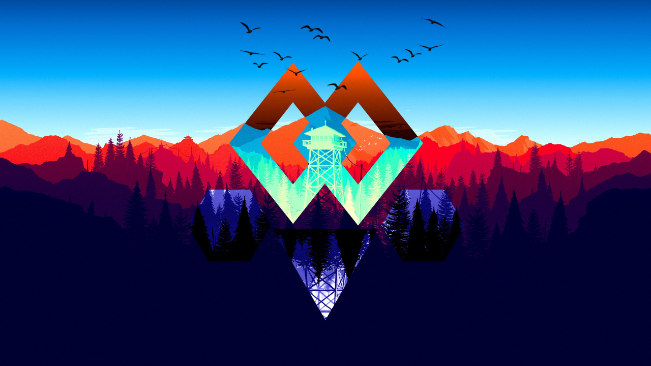 Обои Firewatch, графика, шрифт, флаг, видеоигра в разрешении 1280x720