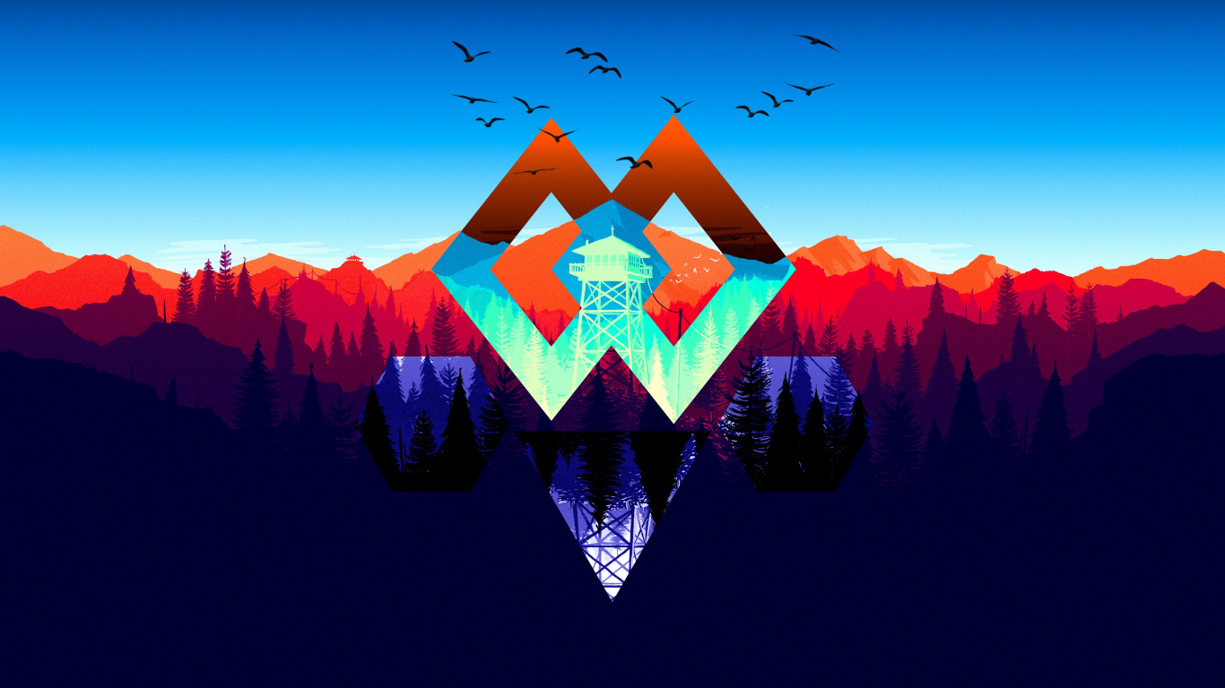 Обои Firewatch, графика, шрифт, флаг, видеоигра в разрешении 1366x768