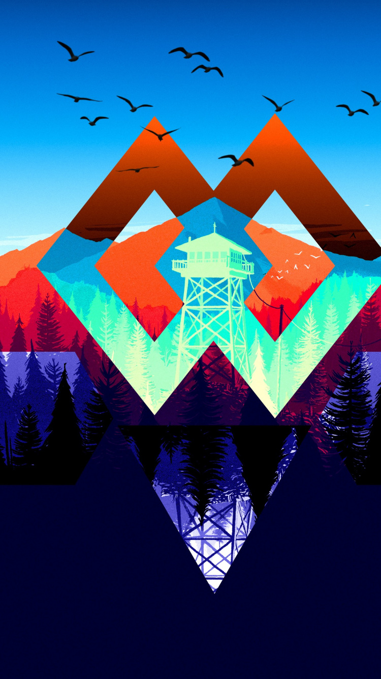 Обои Firewatch, графика, шрифт, флаг, видеоигра в разрешении 750x1334