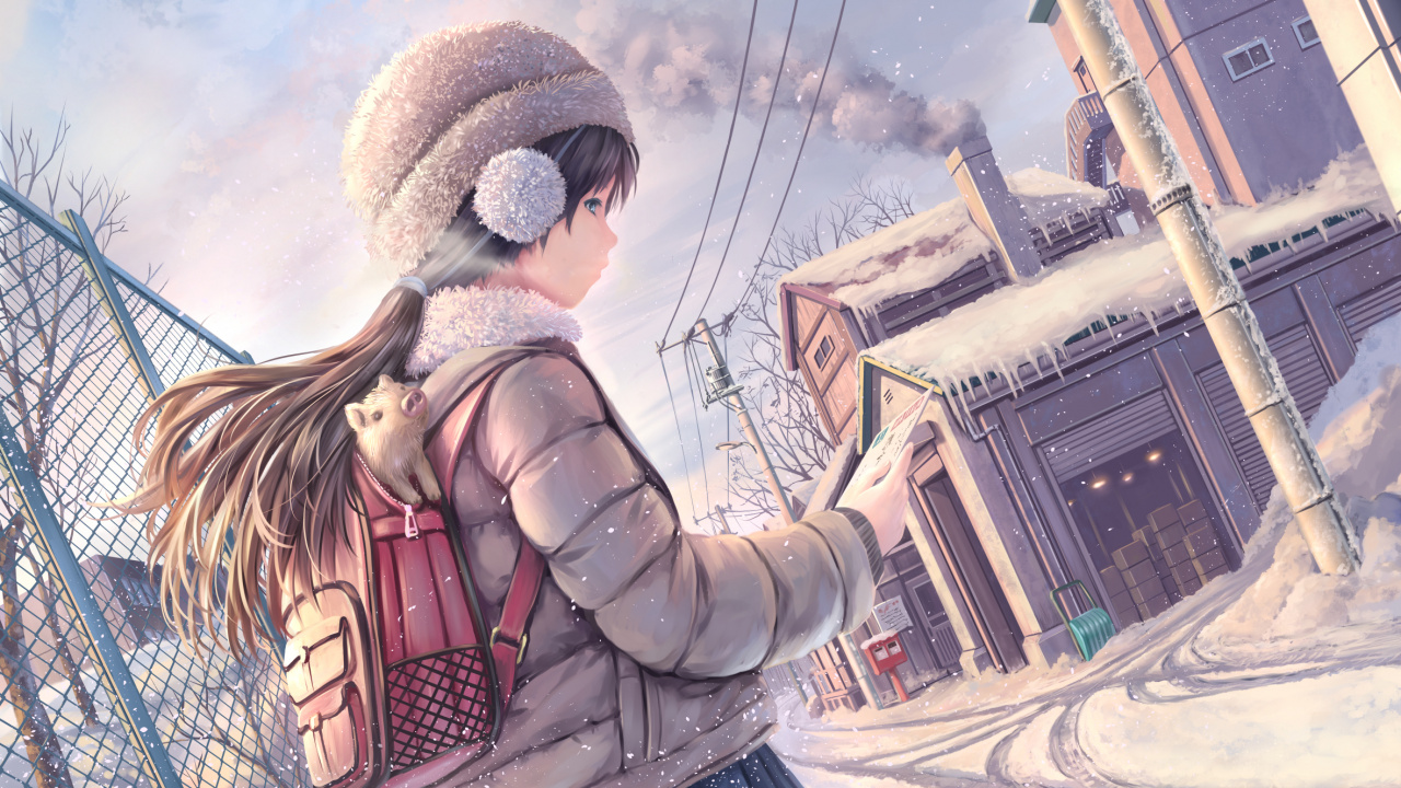Обои аниме, иллюстрация, прохлада, арт, зима в разрешении 1280x720
