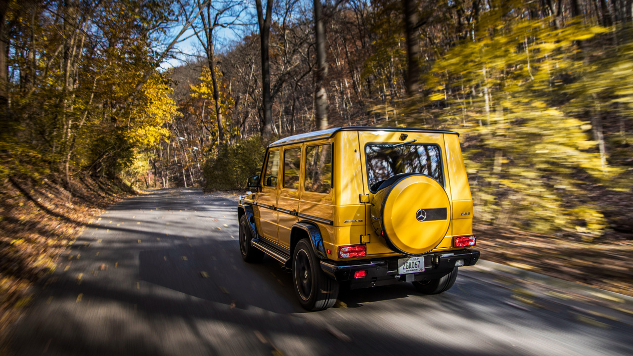 Обои авто, Мерседес-Бенц g63 АМГ 6х6, желтый, Мерседес АМГ, автомобиль в разрешении 1280x720