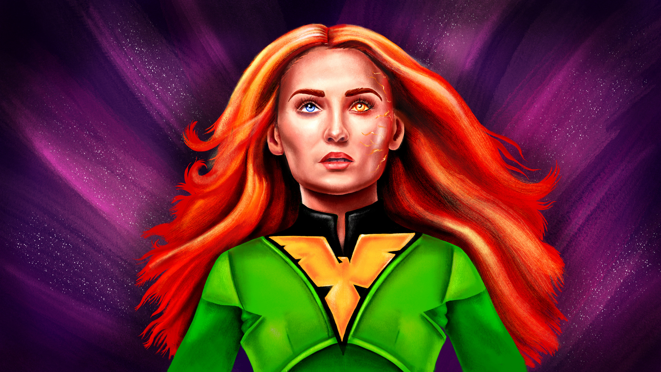 Обои Темный Феникс, Джин Грей, супергерой, иллюстрация, суперзлодей в разрешении 2560x1440