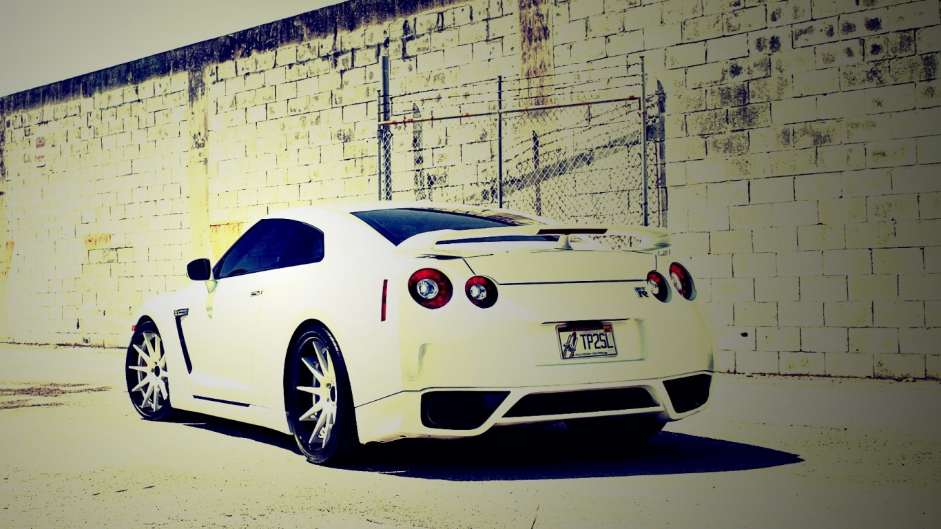 Обои Ниссан, авто, белые, суперкар, желтый в разрешении 1366x768