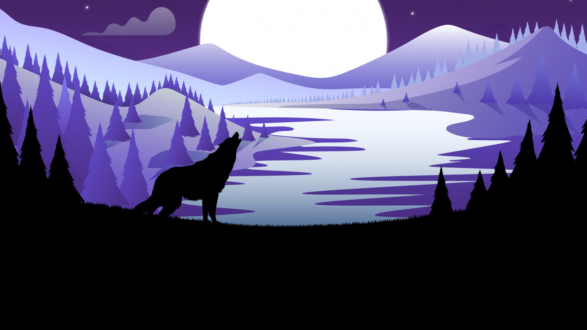 Обои атмосфера, мир, полумесяц, луна, арт в разрешении 1920x1080