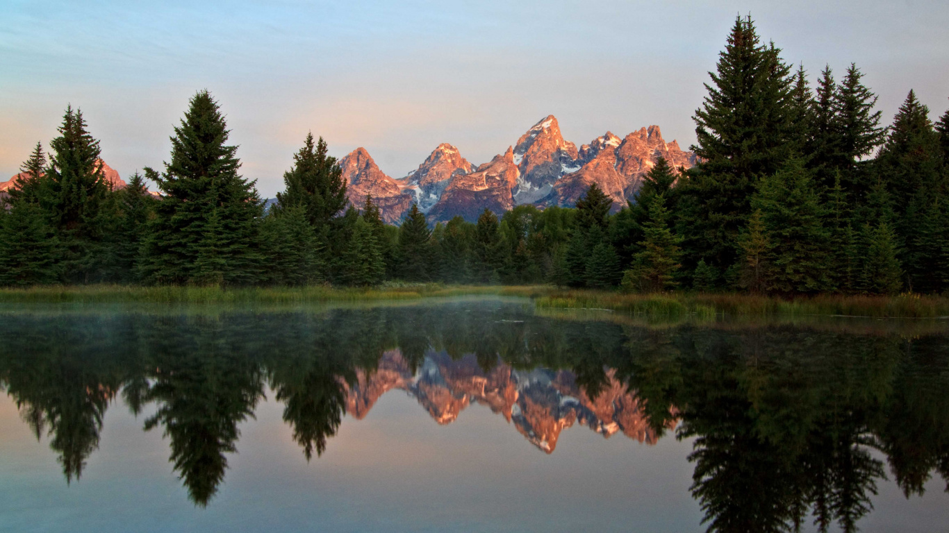 Обои национальный парк Гранд титон, национальный парк, парк, отражение, природа в разрешении 1366x768
