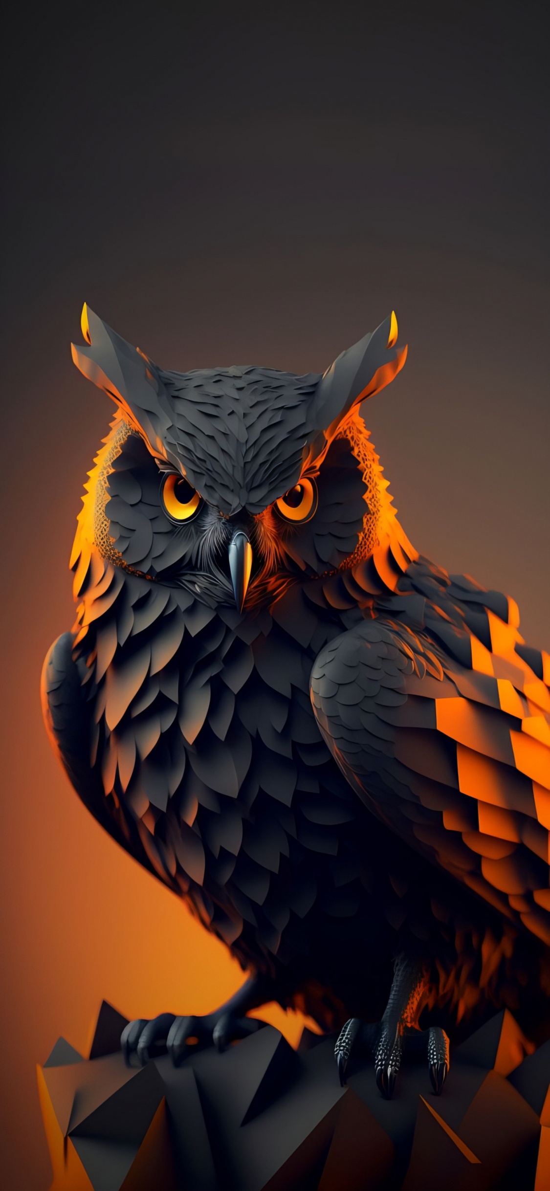 Обои большая рогатая сова, сова, Снежная сова, Соколообразные, голова в разрешении 1125x2436