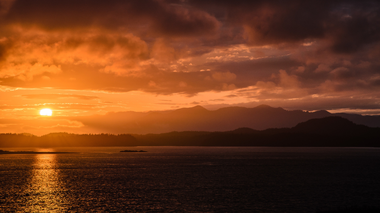 Обои закат, послесвечение, горизонт, облако, восход солнца в разрешении 1280x720