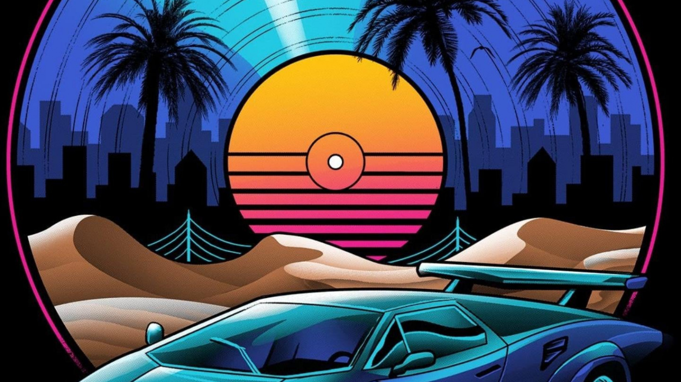 Обои ретро винил, холст, фонограмма, цифровое искусство, арт в разрешении 1366x768