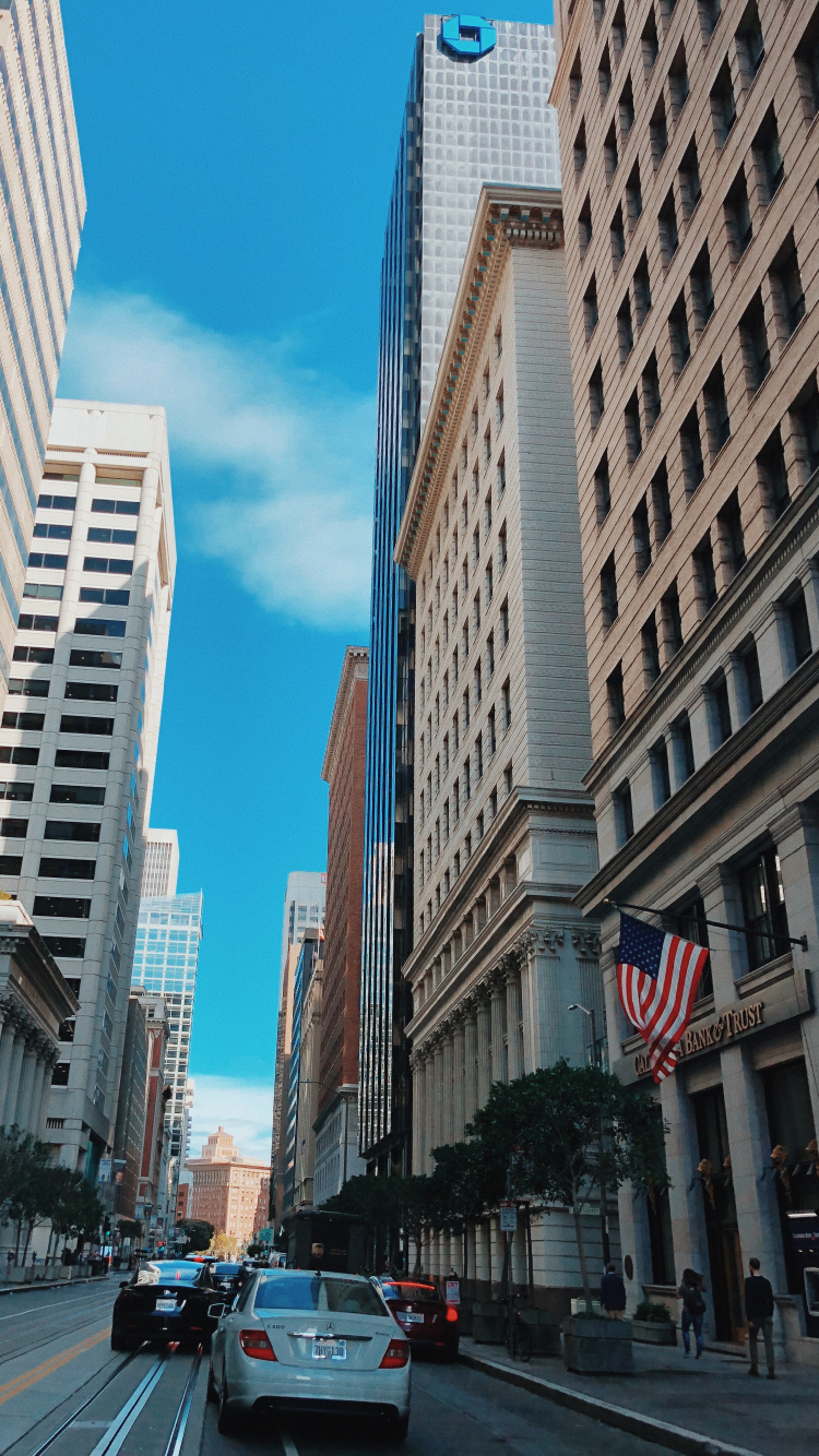 Обои Сан Франциско, Флэтайрон-Билдинг, окно, дорога, дневное время в разрешении 750x1334