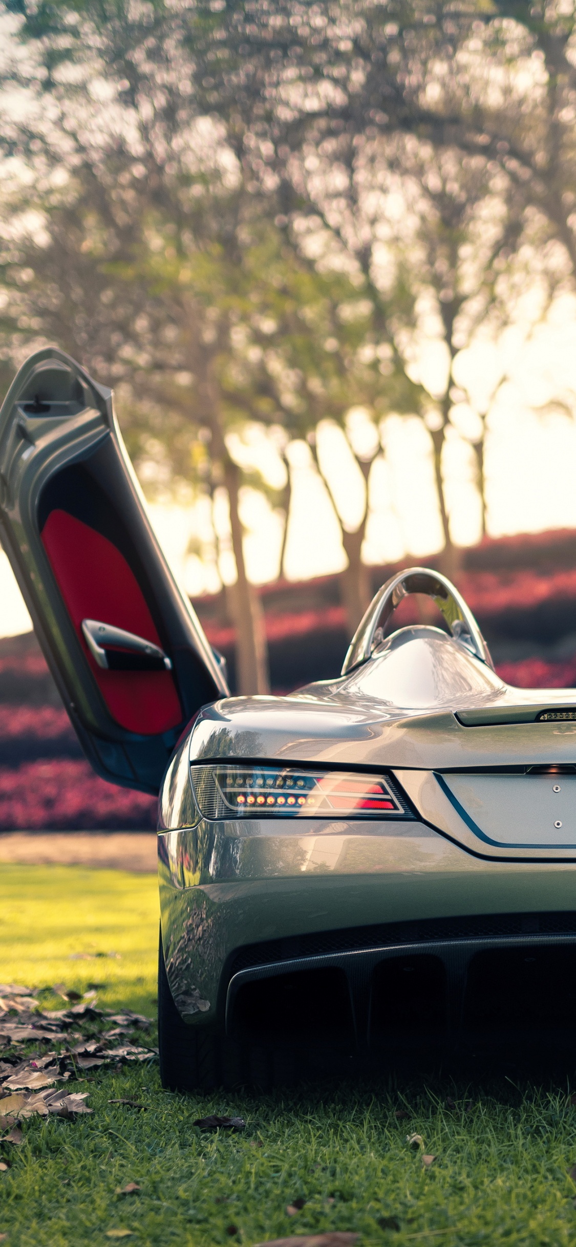 Обои Mercedes-Benz SLR McLaren, суперкар, авто, дерево, автомобильный экстерьер в разрешении 1125x2436