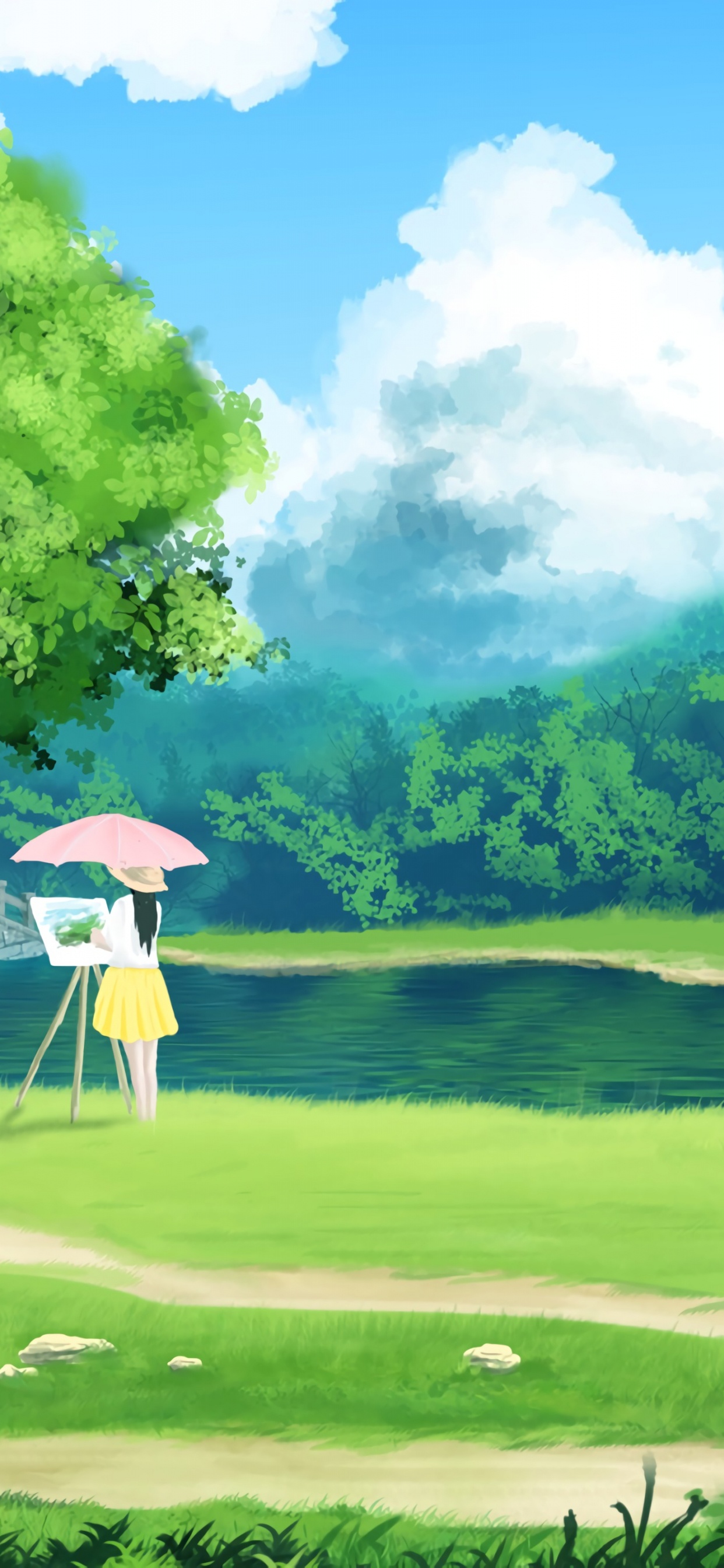 Обои природа, пейзаж, площадка для гольфа, сенокосное угодье, природный ландшафт в разрешении 1242x2688