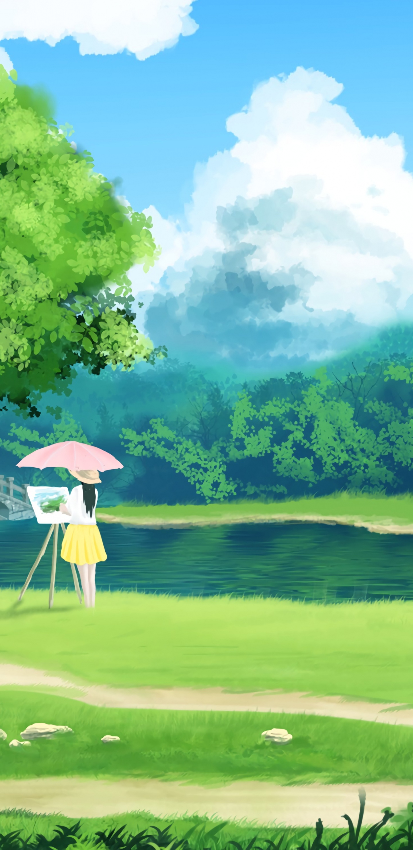 Обои природа, пейзаж, площадка для гольфа, сенокосное угодье, природный ландшафт в разрешении 1440x2960