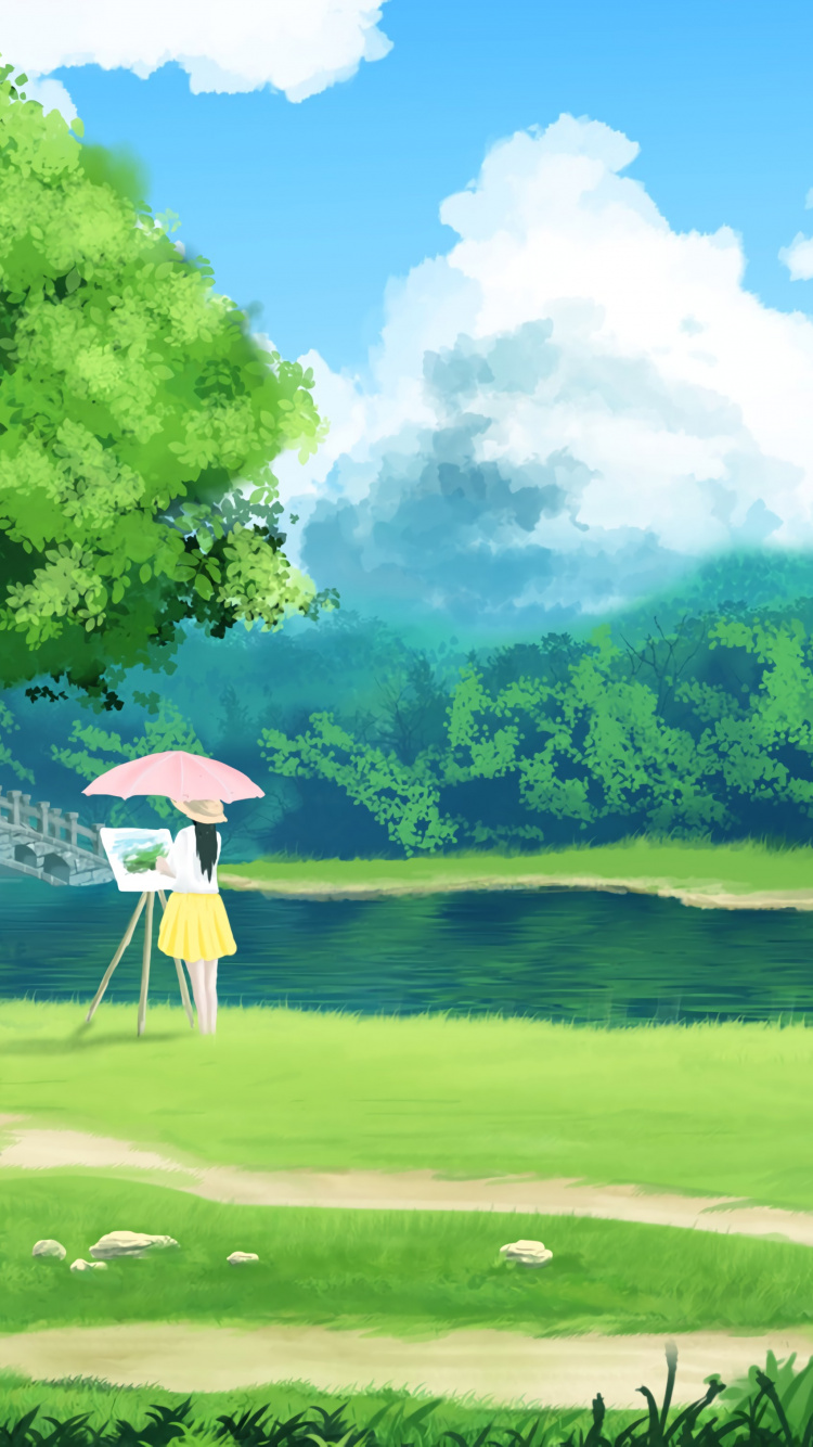 Обои природа, пейзаж, площадка для гольфа, сенокосное угодье, природный ландшафт в разрешении 750x1334