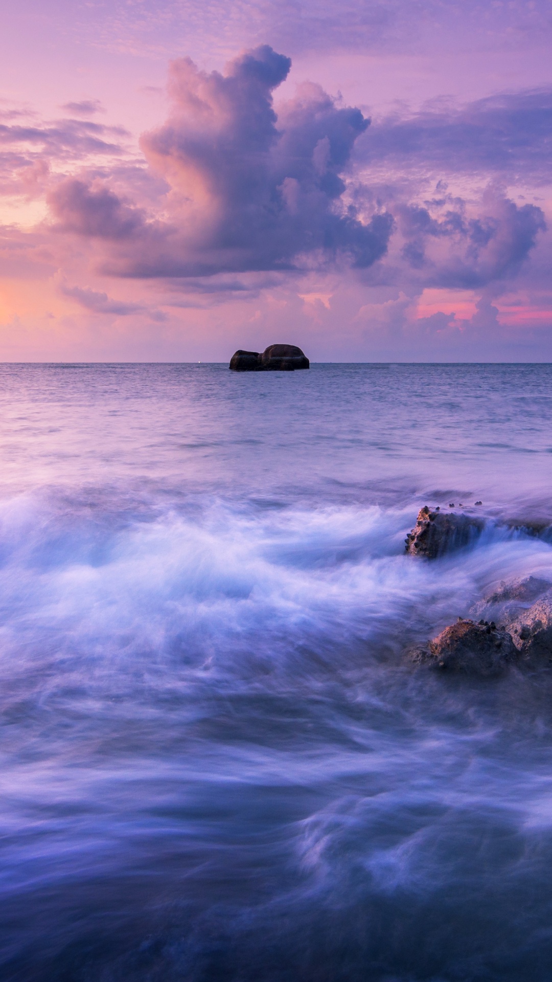 Обои волны разбиваются, пейзаж, океан, облако, вода в разрешении 1080x1920