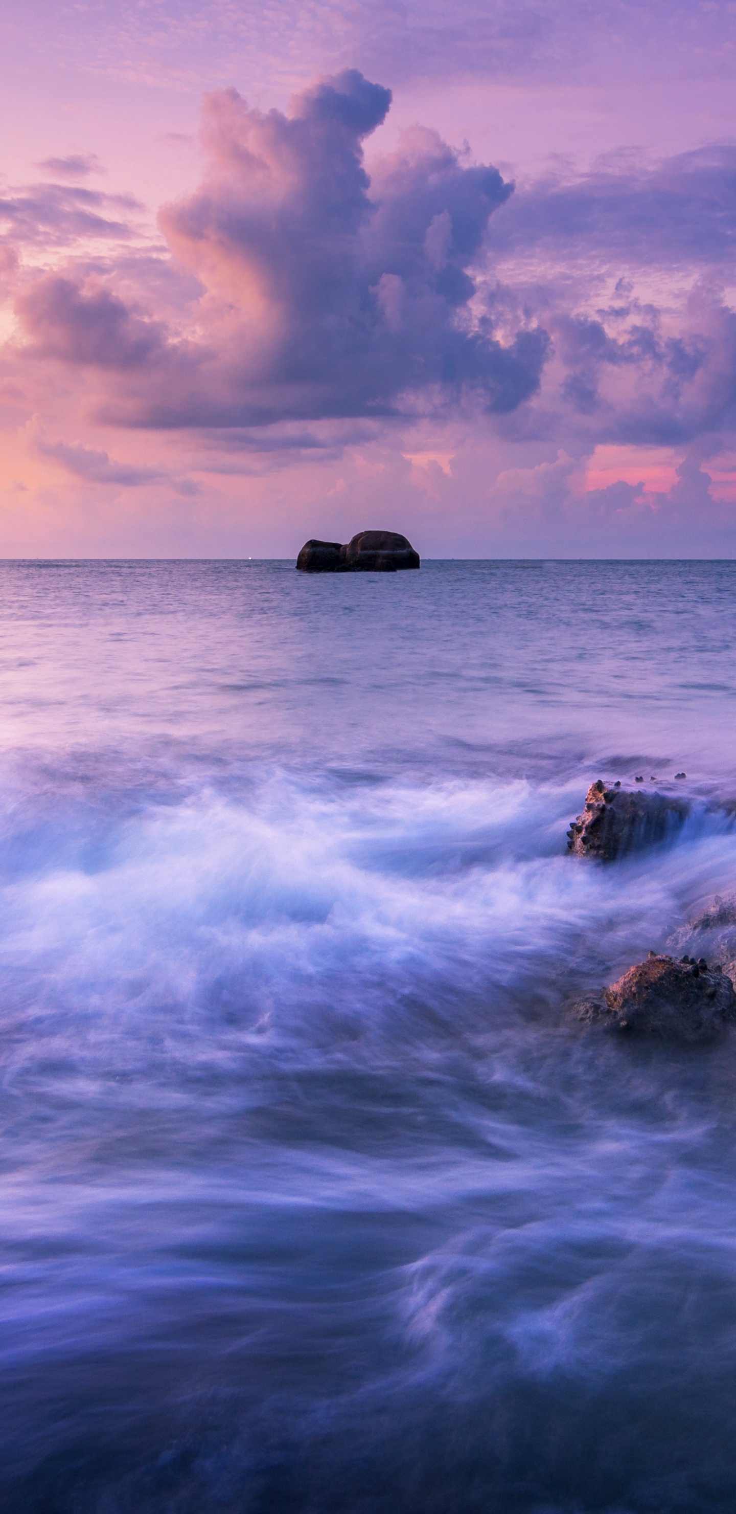 Обои волны разбиваются, пейзаж, океан, облако, вода в разрешении 1440x2960