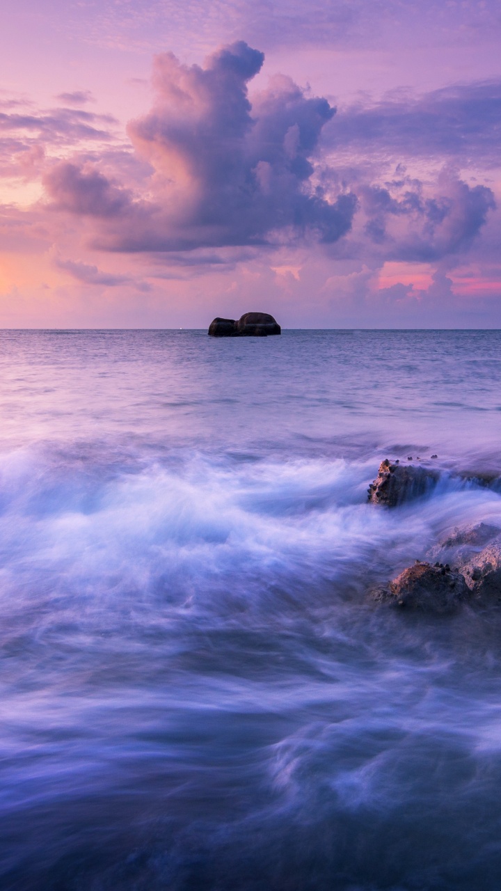 Обои волны разбиваются, пейзаж, океан, облако, вода в разрешении 720x1280