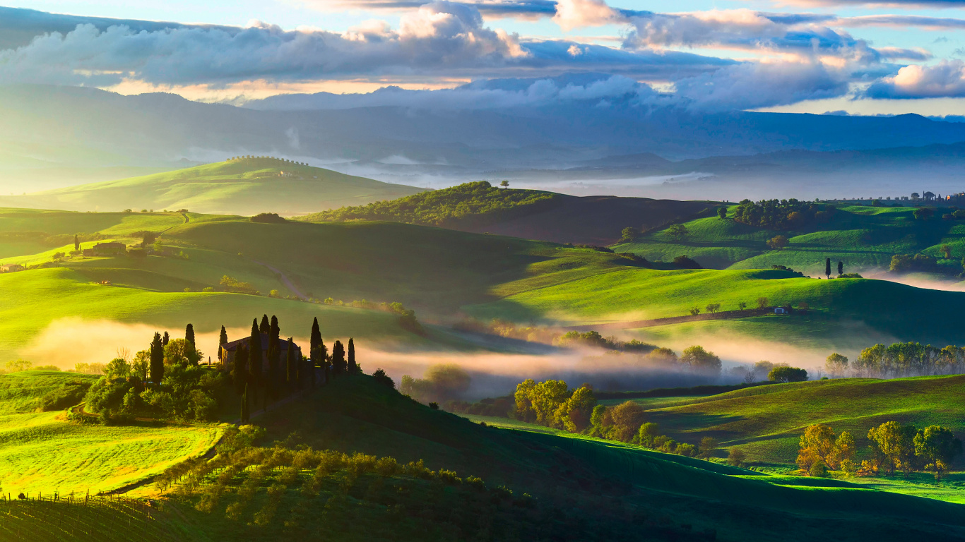 Обои природа, холм, нагорье, утро, небо в разрешении 1366x768