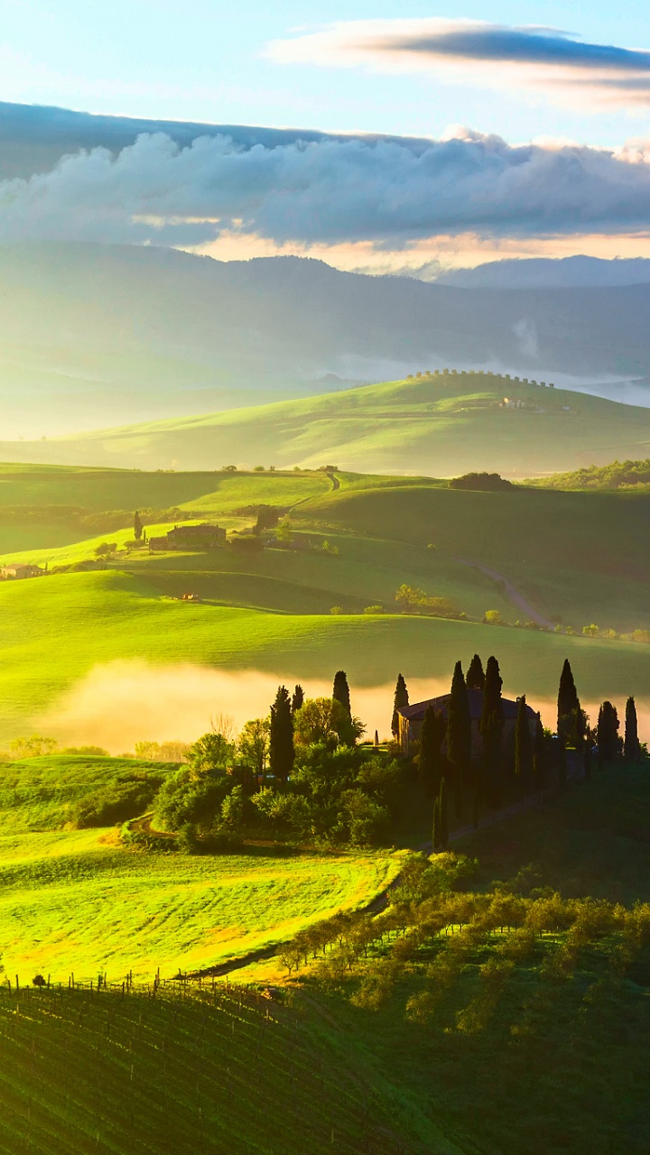 Обои природа, холм, нагорье, утро, небо в разрешении 720x1280