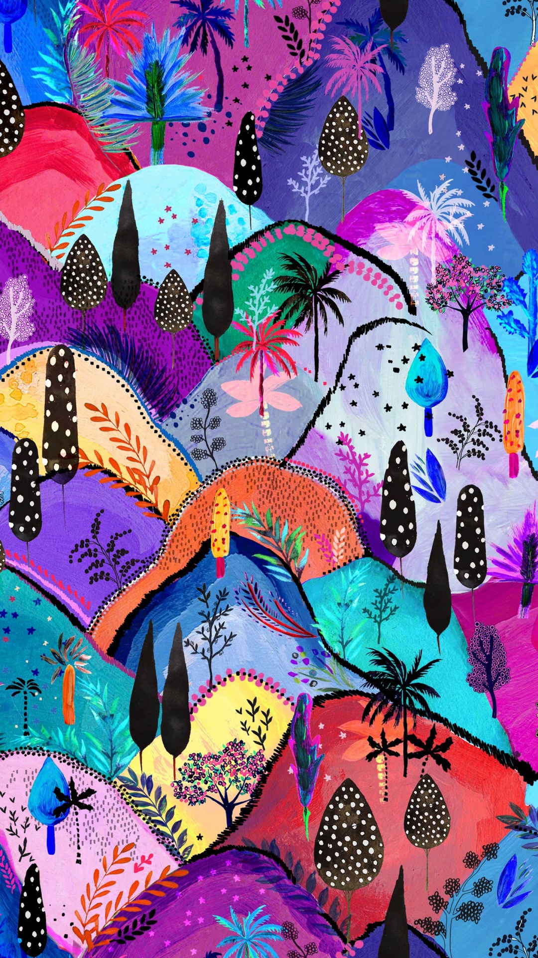 Обои узор, дизайн, природа, пурпур, ткань в разрешении 1080x1920