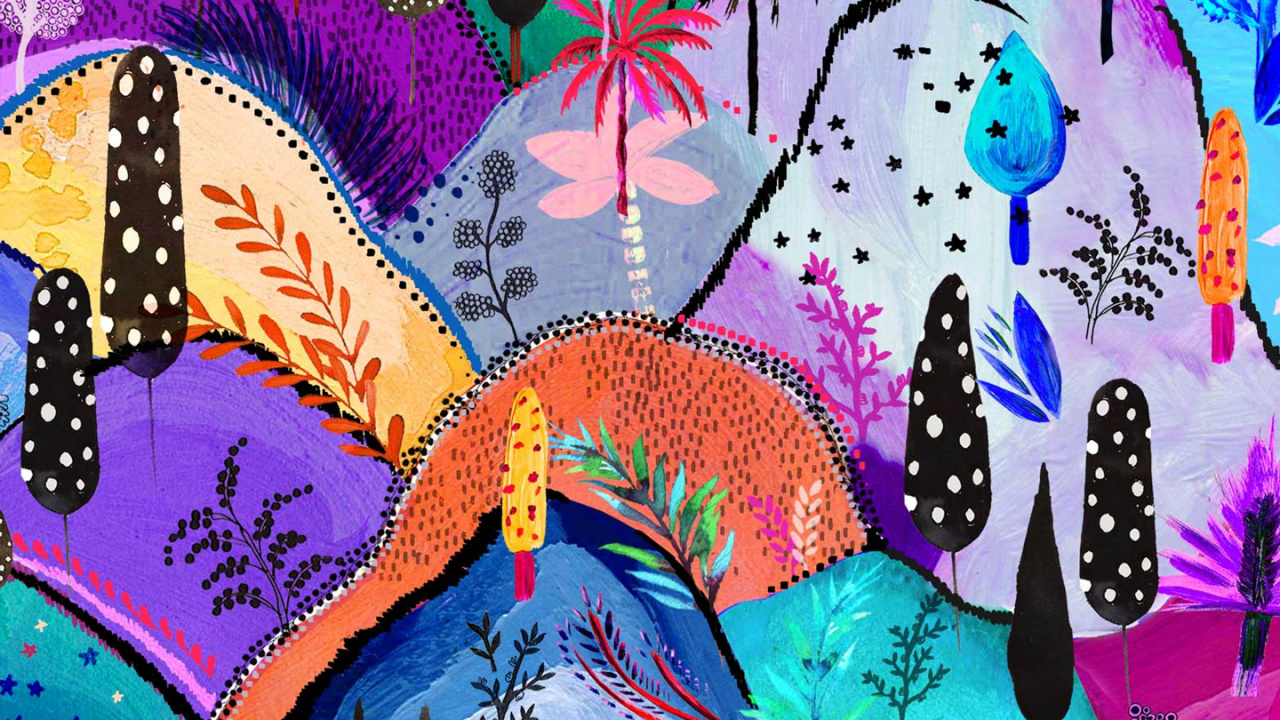 Обои узор, дизайн, природа, пурпур, ткань в разрешении 1280x720