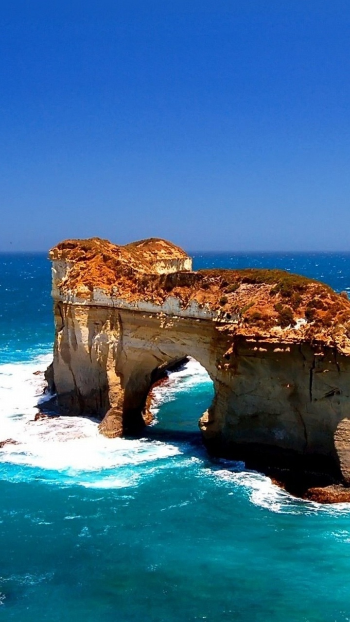 Обои побережье, рок, море, формирование, лазурный в разрешении 720x1280