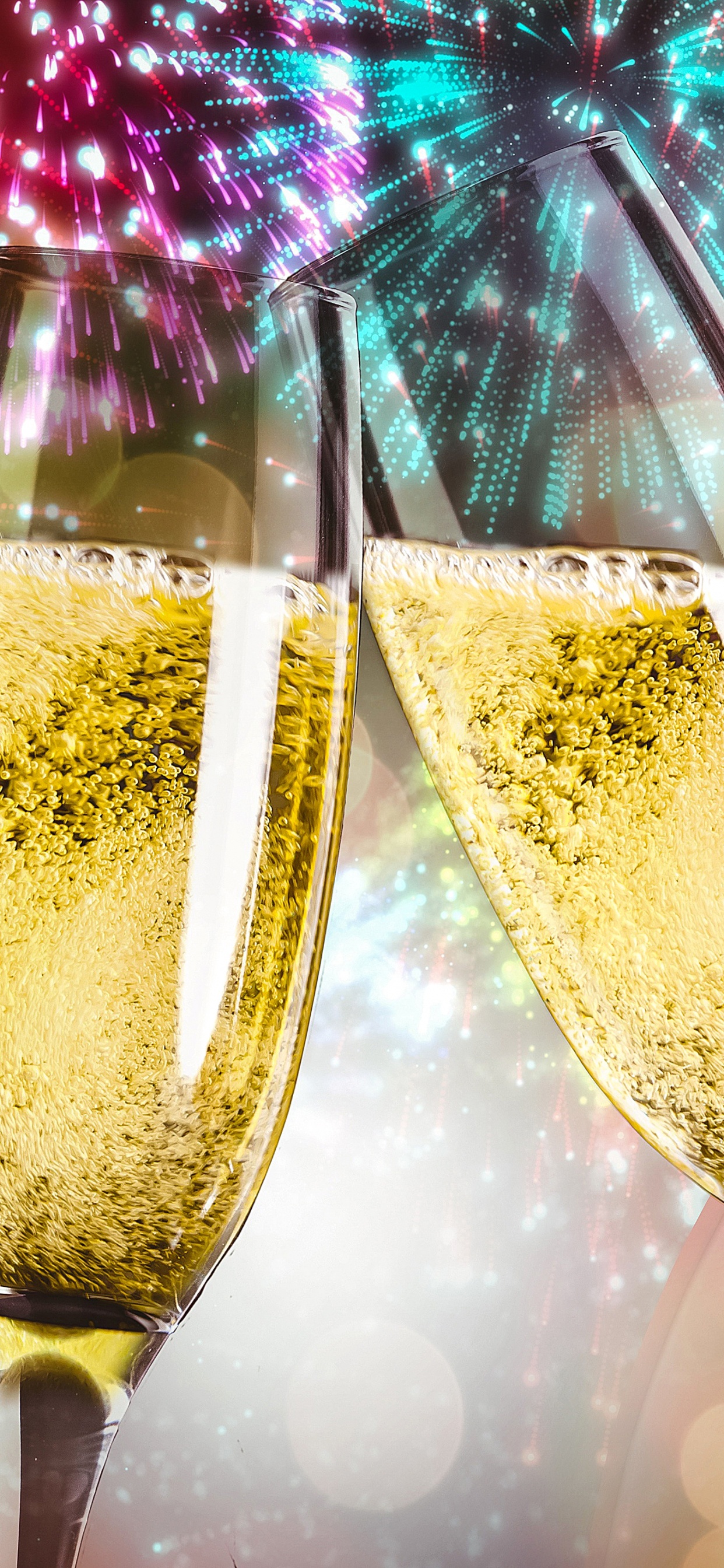 Обои шампанское, Новый год, рождественский орнамент, напиток, праздник в разрешении 1242x2688