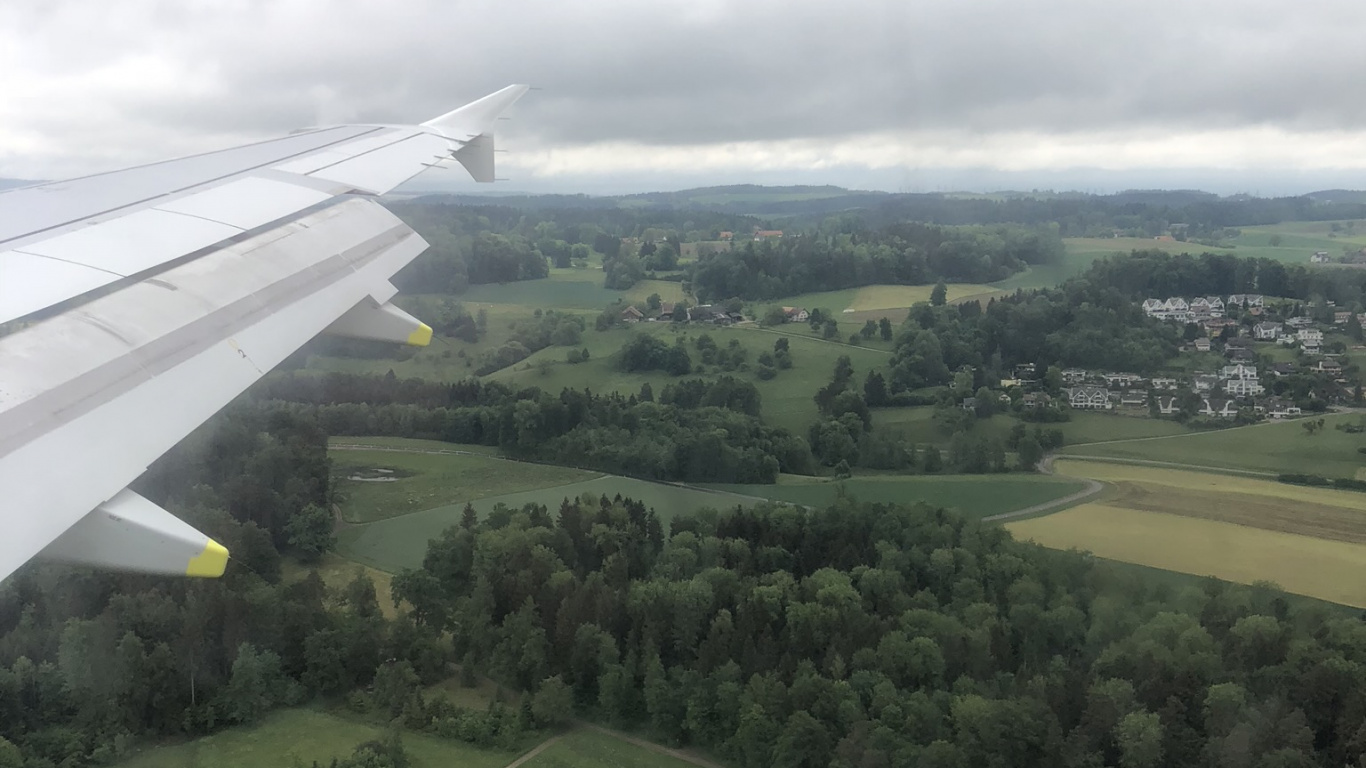 Обои полет, самолет, авиация, с высоты птичьего полета, физика в разрешении 1366x768