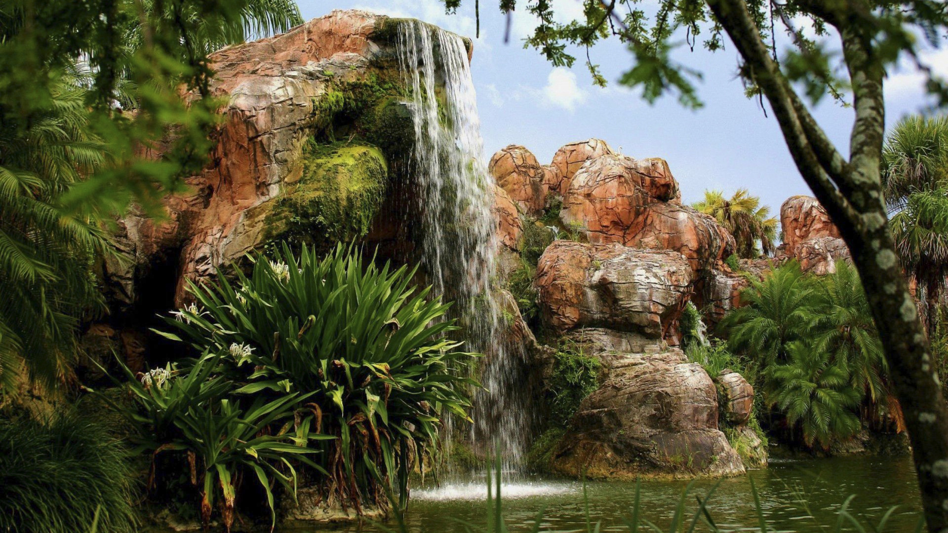 Обои водопад, природа, растительность, вода, природный заповедник в разрешении 1920x1080