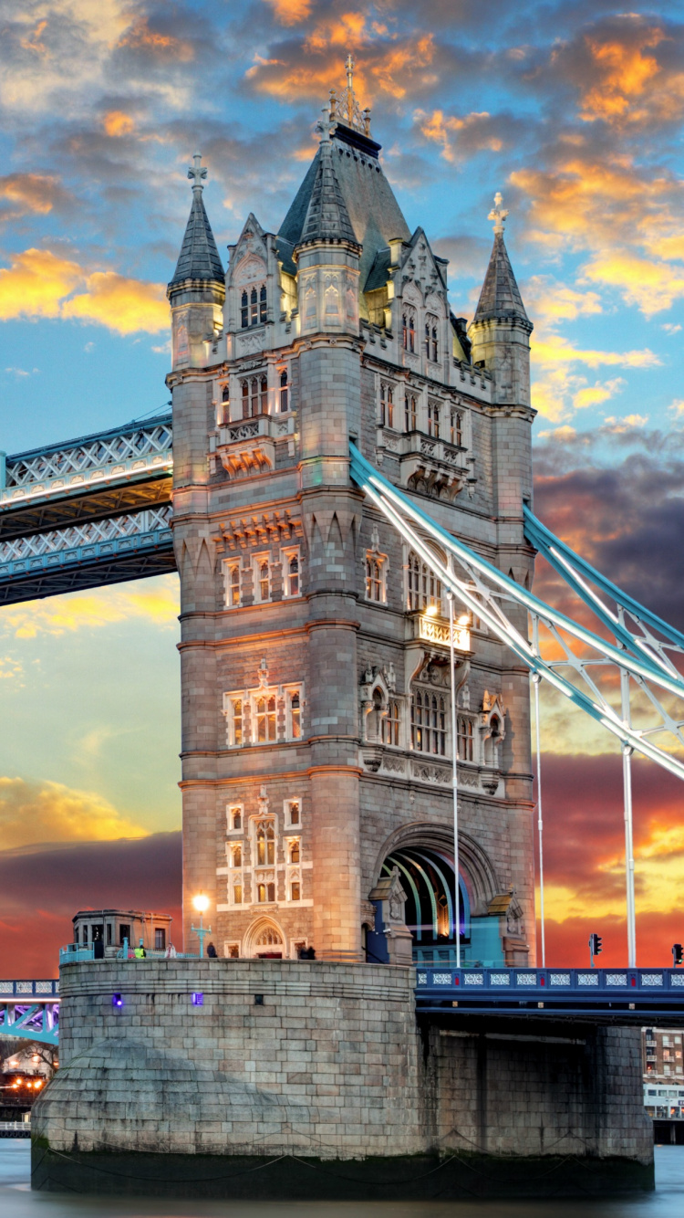 Обои достопримечательность, ориентир, мост, вышка, город в разрешении 750x1334