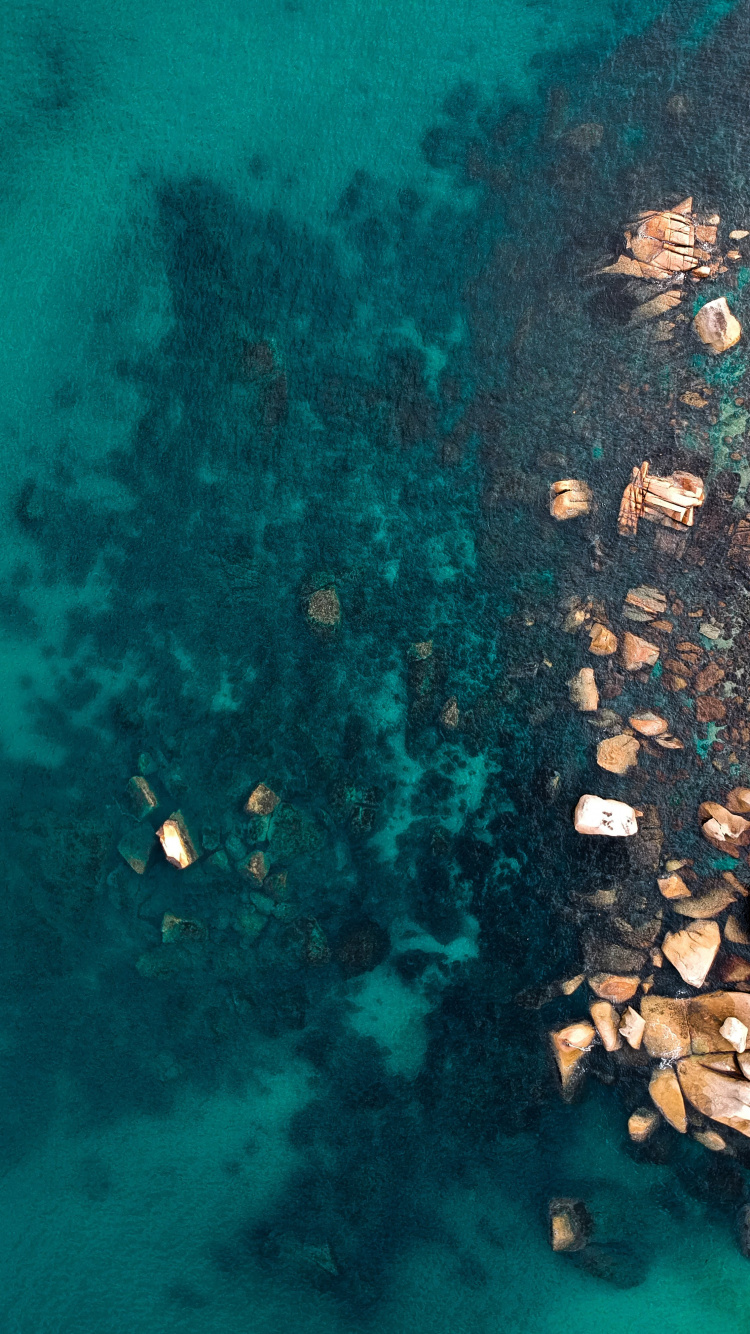 Обои синий, вода, бирюза, чирок, рок в разрешении 750x1334