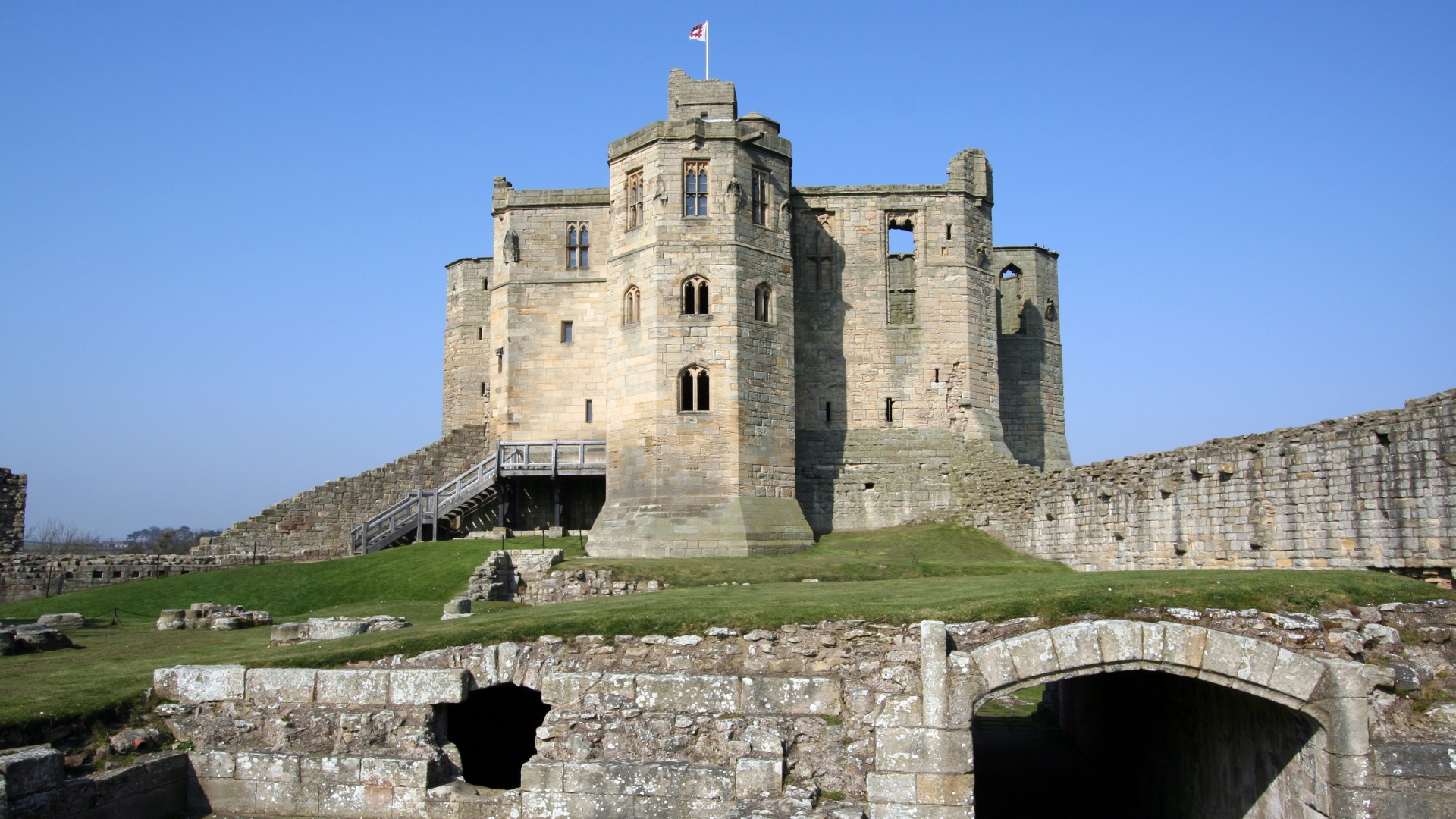 Обои Замок Вакворт, замок, фортификация, здание, средневековая архитектура в разрешении 1920x1080