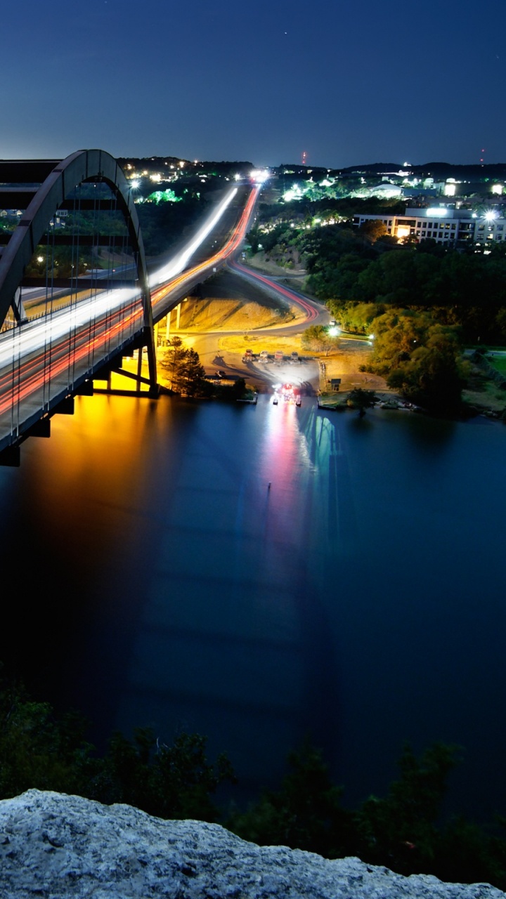 Обои мост, ночь, вода, реки, отражение в разрешении 720x1280