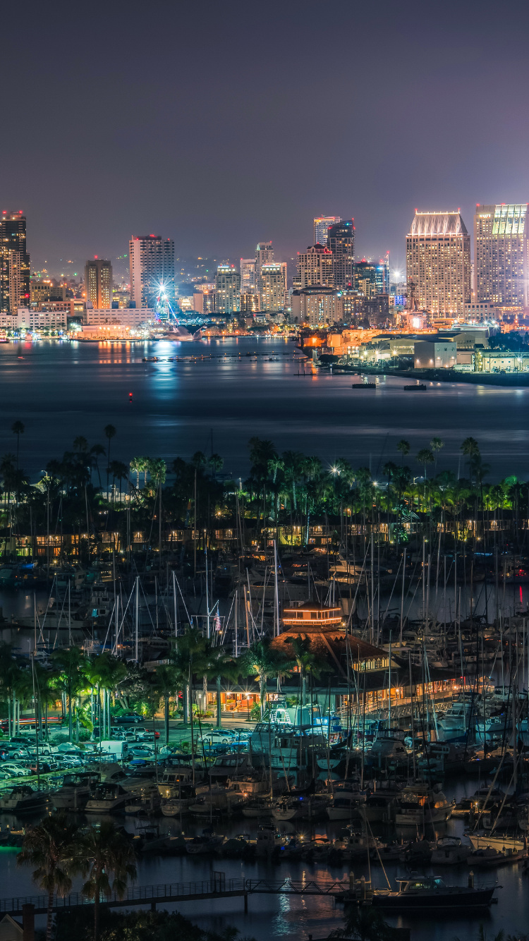 Обои Сан Диего, городской пейзаж, город, метрополия, городской район в разрешении 750x1334