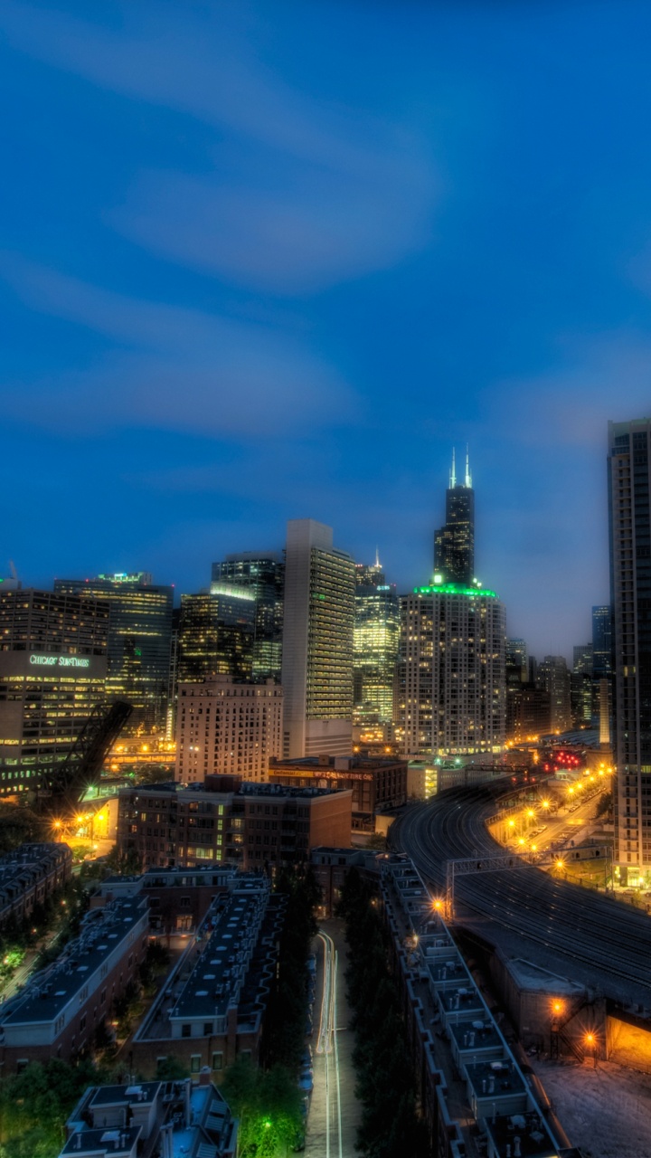 Обои Чикаго, небоскреб, городской пейзаж, город, городской район в разрешении 720x1280