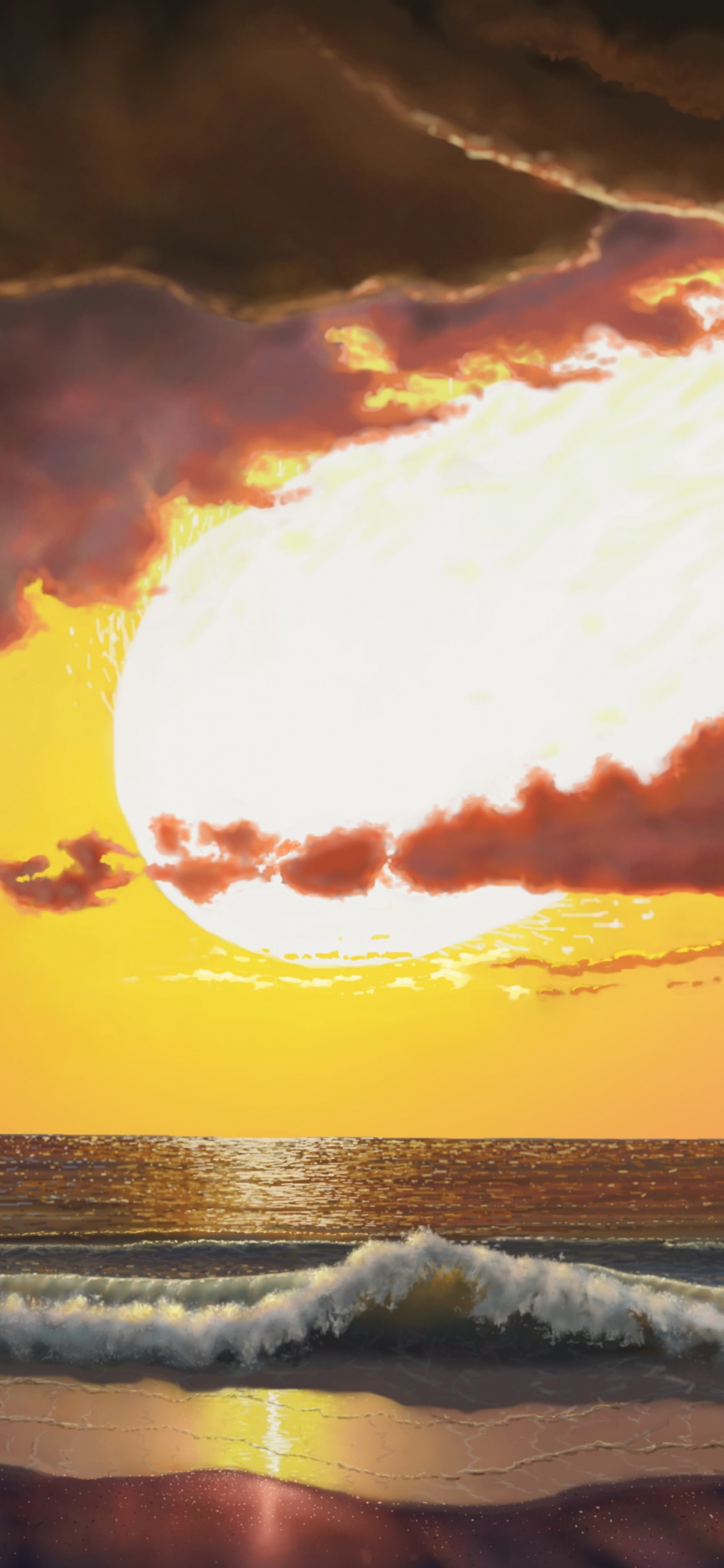 Обои вода, облако, гидроресурсы, атмосфера, послесвечение в разрешении 1125x2436