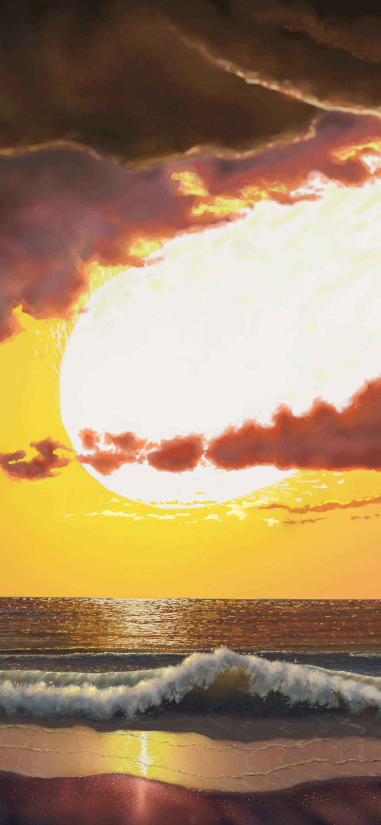 Обои вода, облако, гидроресурсы, атмосфера, послесвечение в разрешении 1242x2688