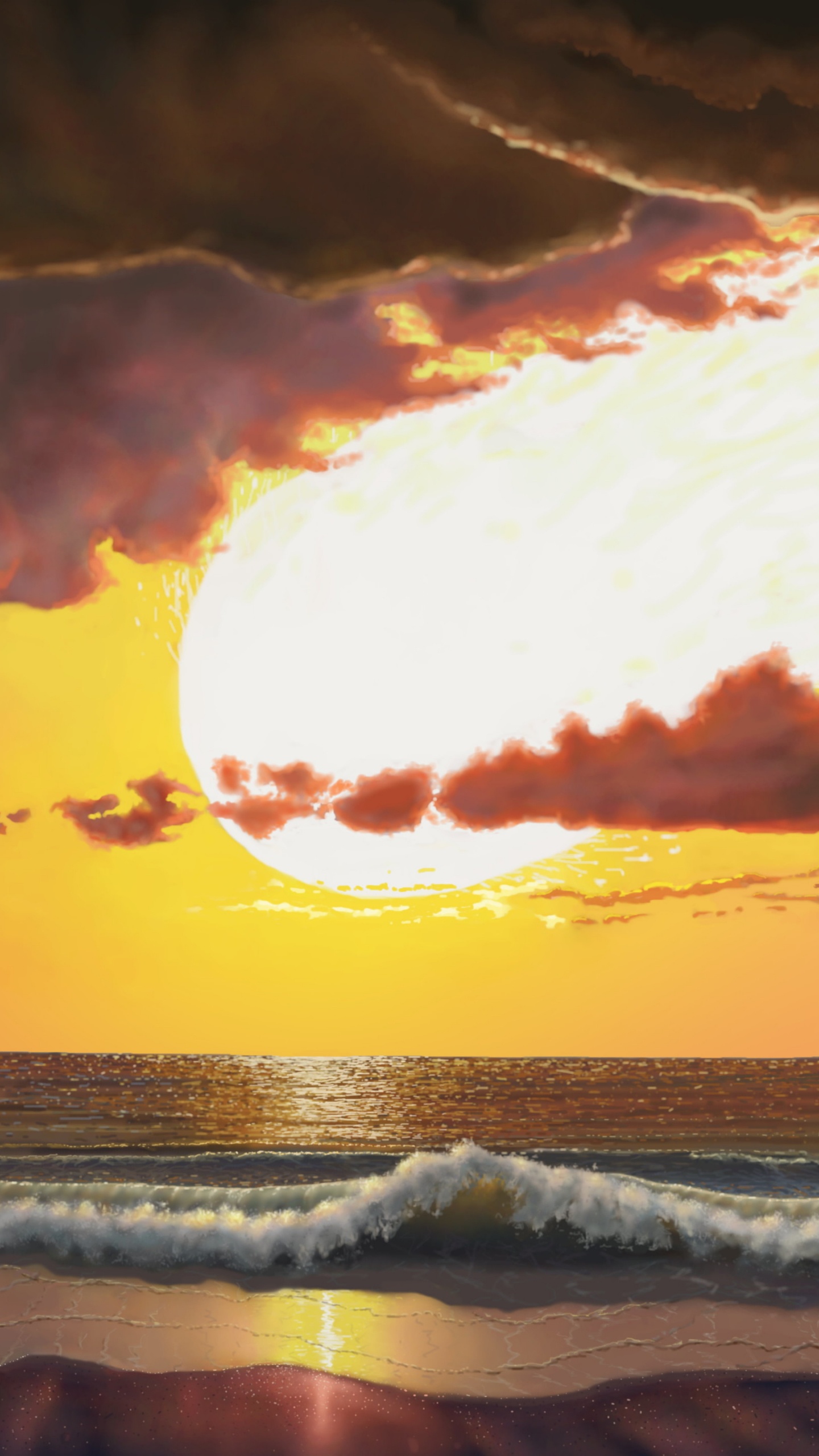 Обои вода, облако, гидроресурсы, атмосфера, послесвечение в разрешении 1440x2560