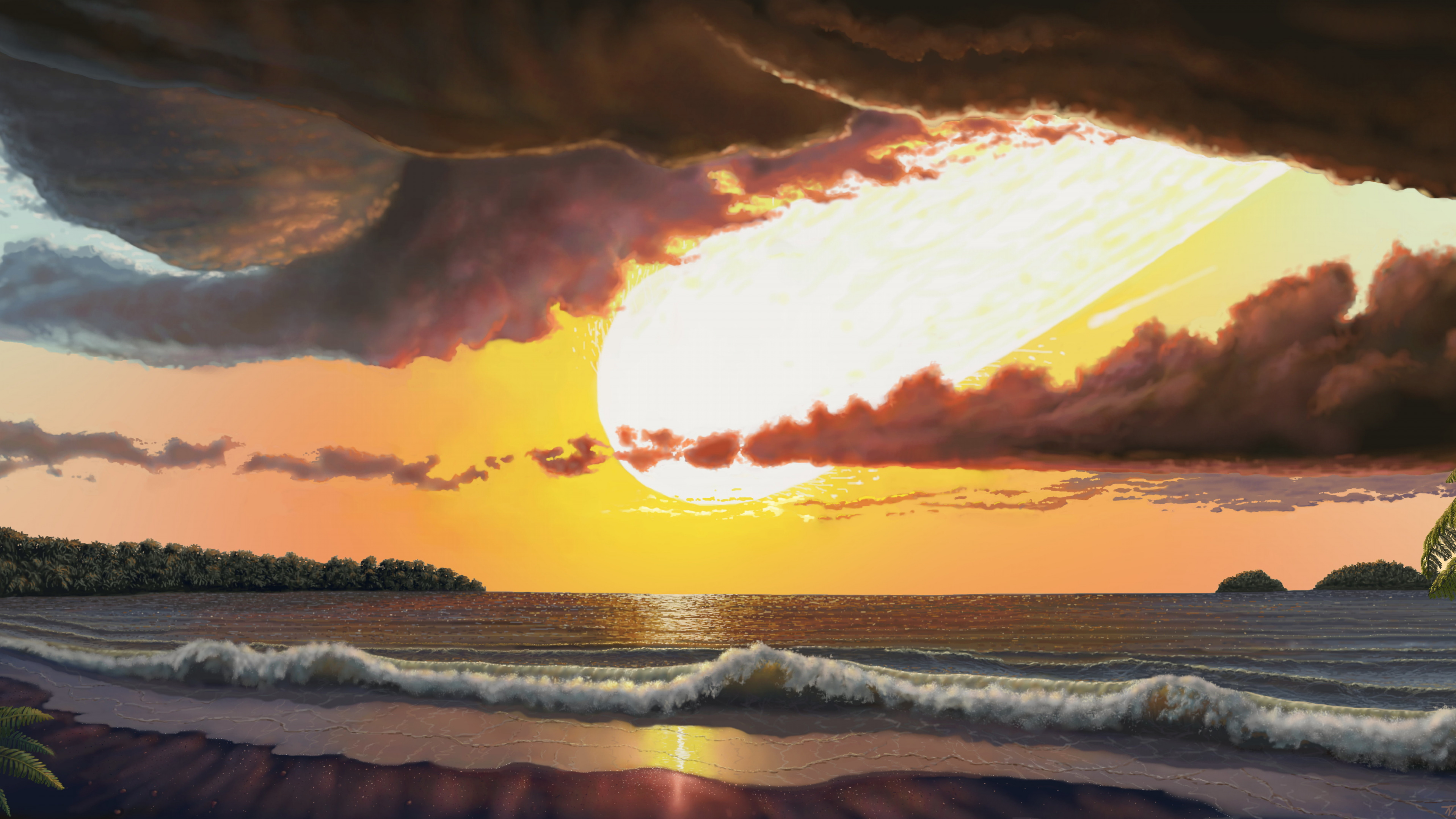 Обои вода, облако, гидроресурсы, атмосфера, послесвечение в разрешении 3840x2160