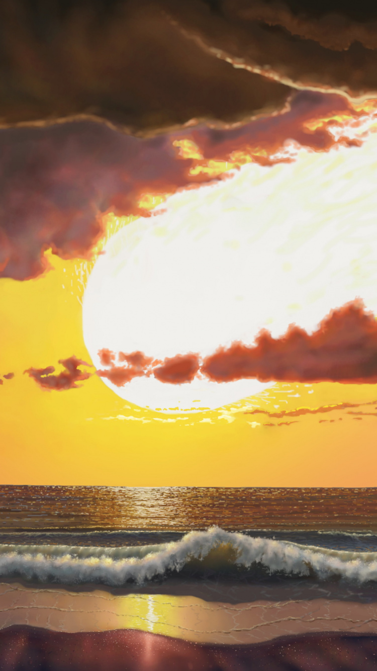 Обои вода, облако, гидроресурсы, атмосфера, послесвечение в разрешении 750x1334