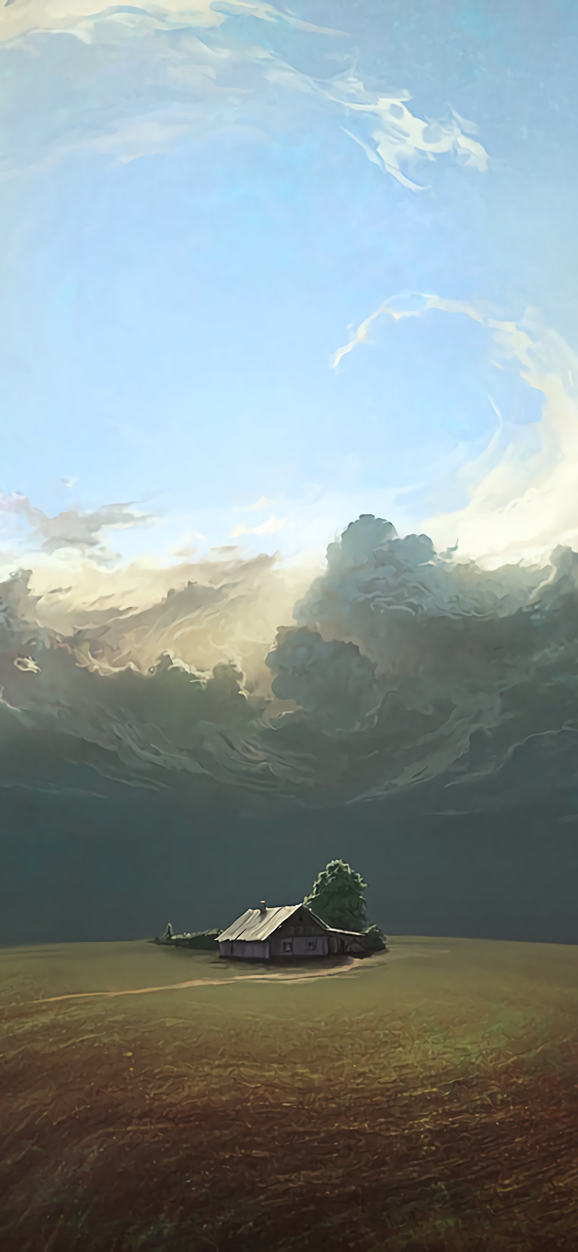 Обои иллюстрация, визуальное искусство, пейзаж, гора, арт в разрешении 1125x2436