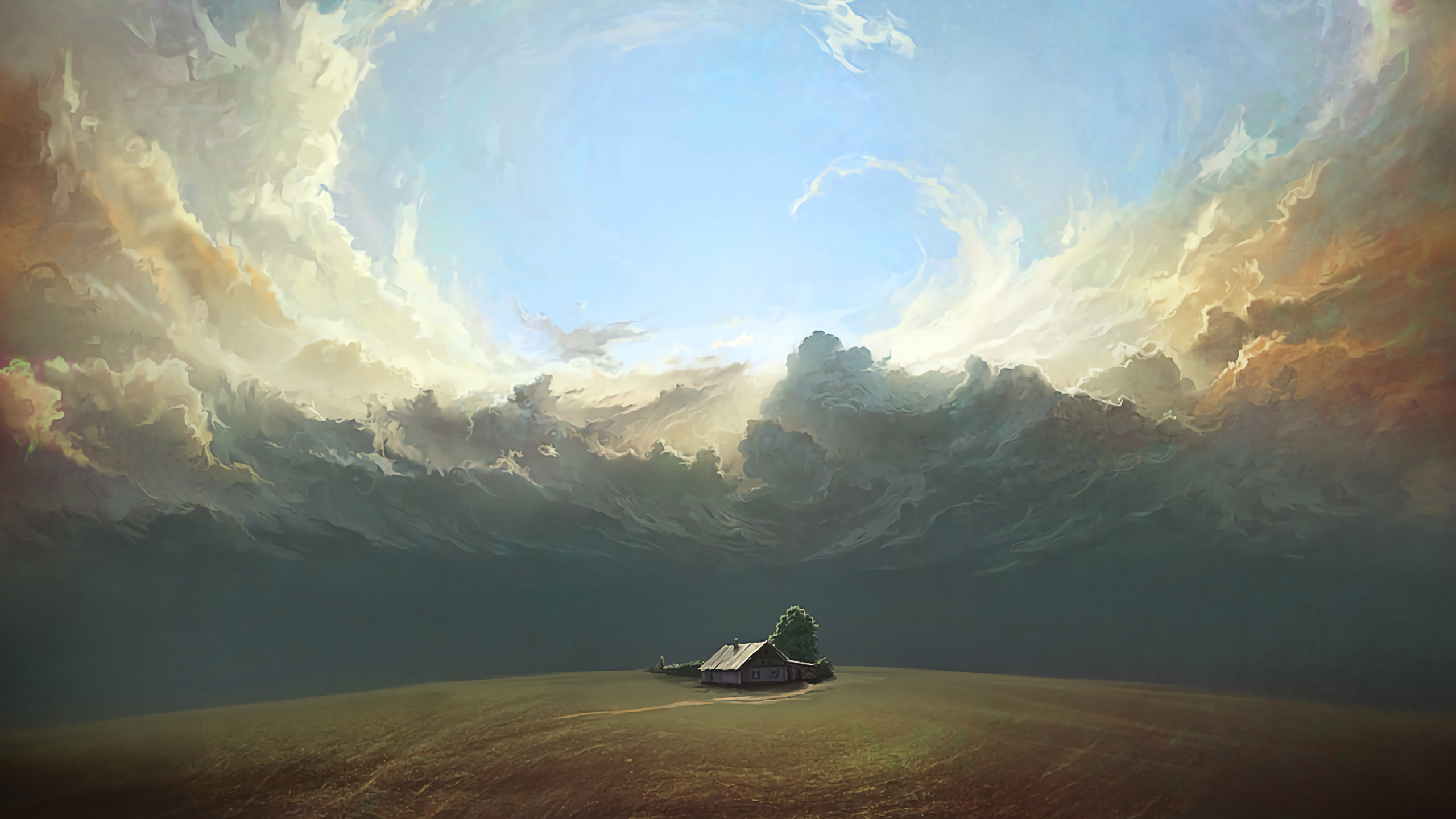 Обои иллюстрация, визуальное искусство, пейзаж, гора, арт в разрешении 2560x1440