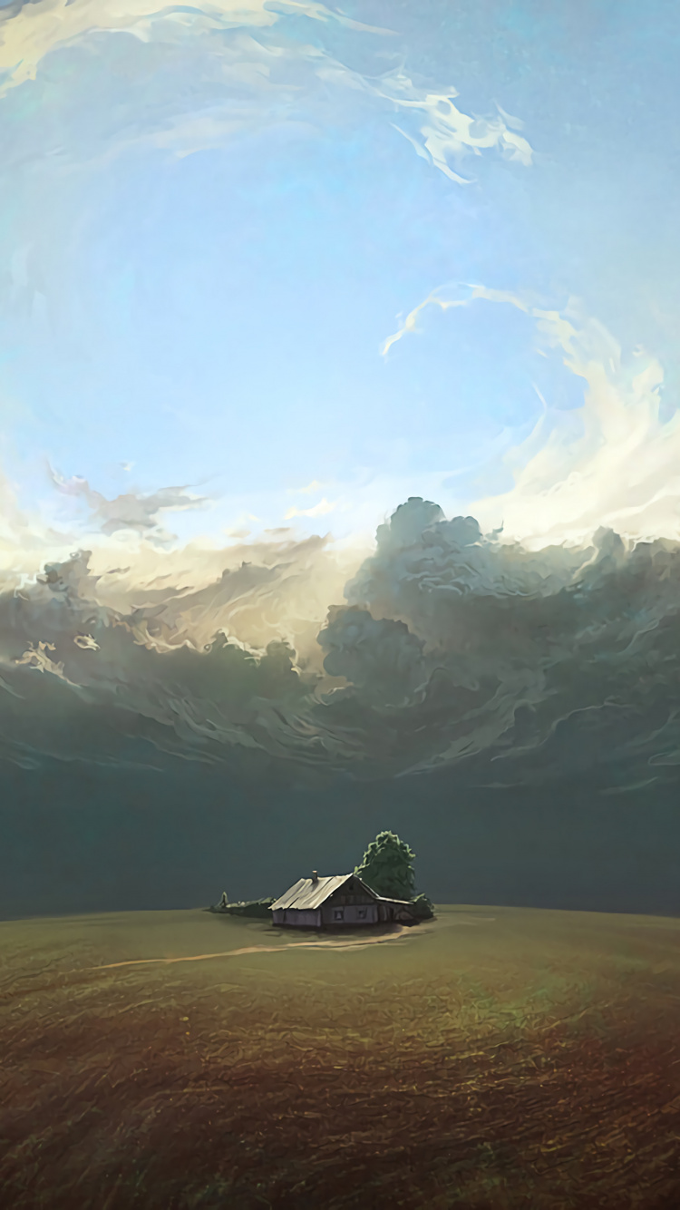 Обои иллюстрация, визуальное искусство, пейзаж, гора, арт в разрешении 750x1334