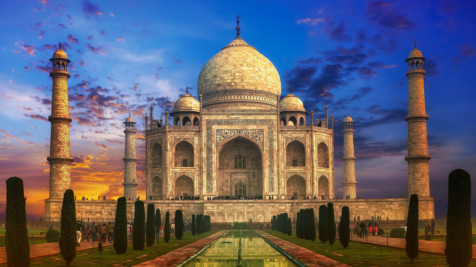 Обои Тадж-Махал, памятник, ориентир, историческое место, Чудеса мира в разрешении 1920x1080