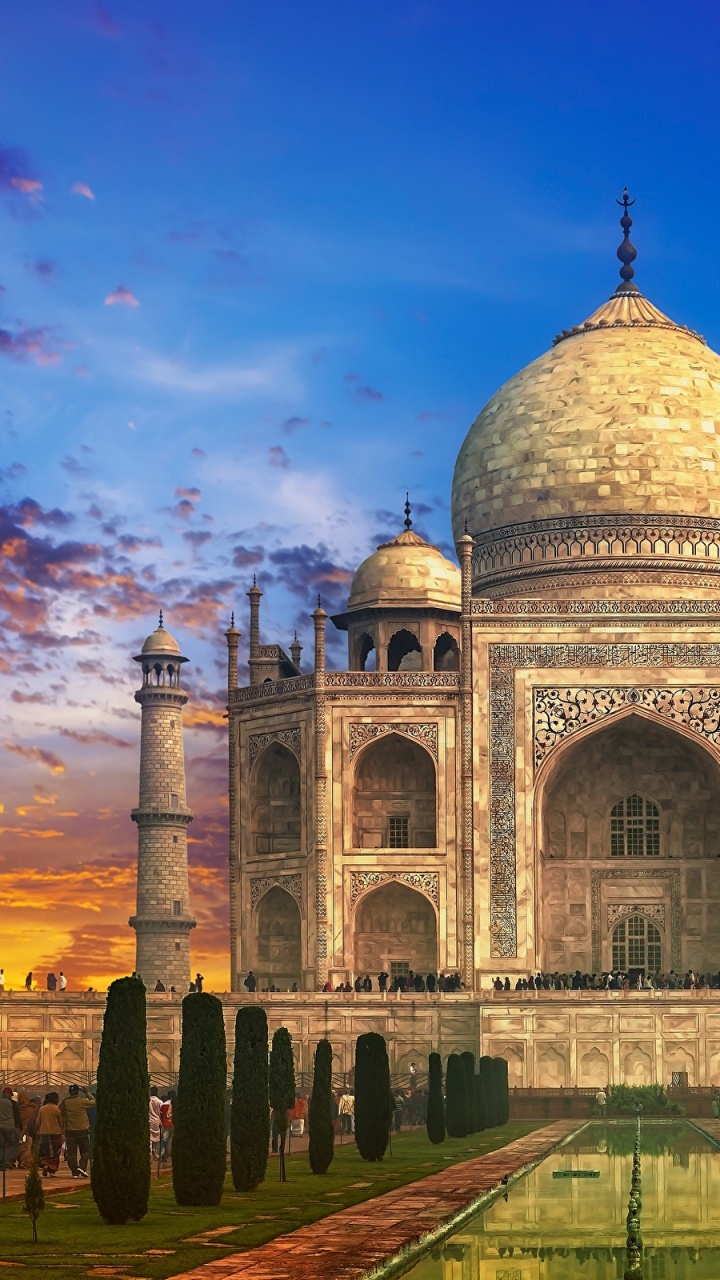 Обои Тадж-Махал, памятник, ориентир, историческое место, Чудеса мира в разрешении 720x1280