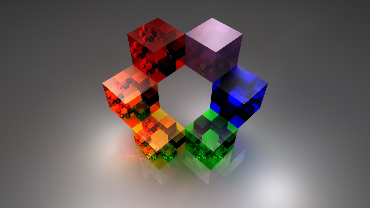 Обои куб, кубик Рубика, пластик, стекло, фрактальное искусство в разрешении 1280x720