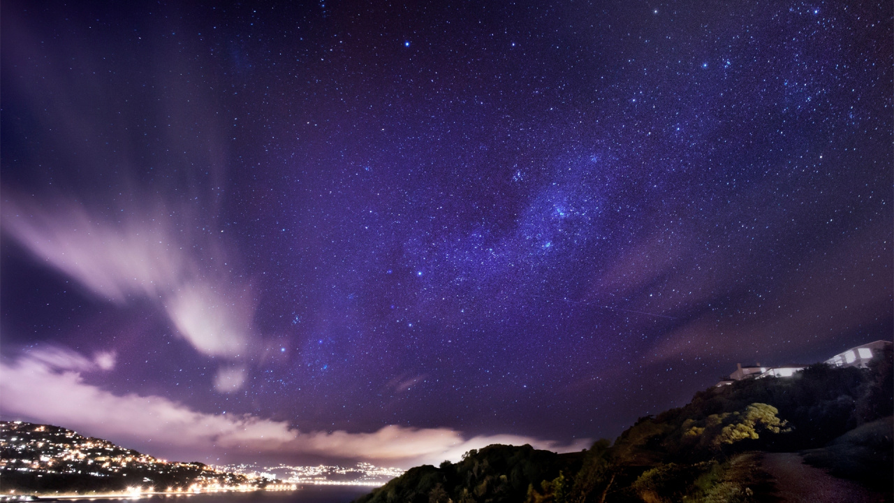 Обои облако, природа, ночь, Аврора, свет звезд в разрешении 1280x720