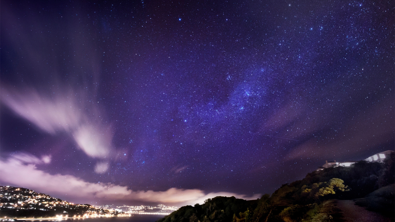 Обои облако, природа, ночь, Аврора, свет звезд в разрешении 1366x768