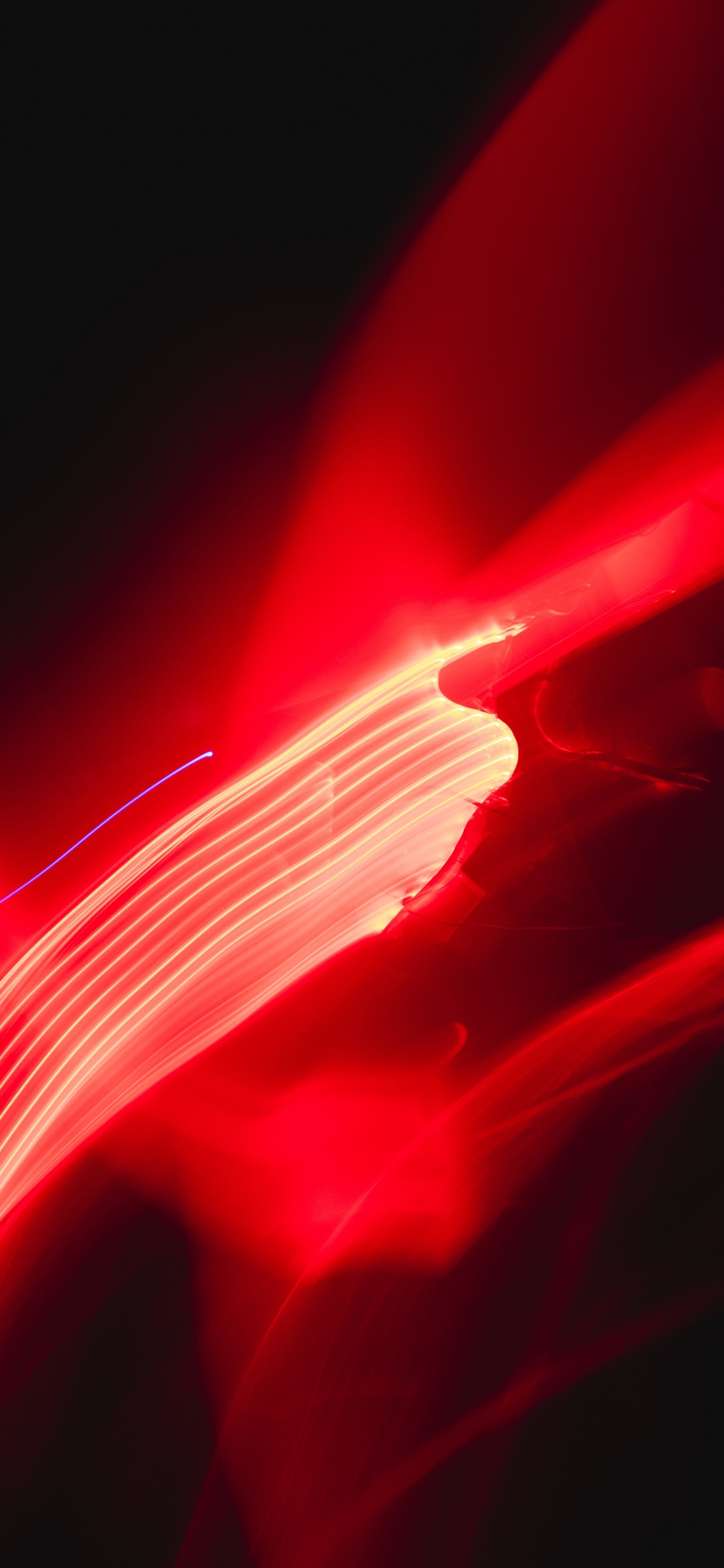Обои красный цвет, свет, линия, технологии, графика в разрешении 1125x2436